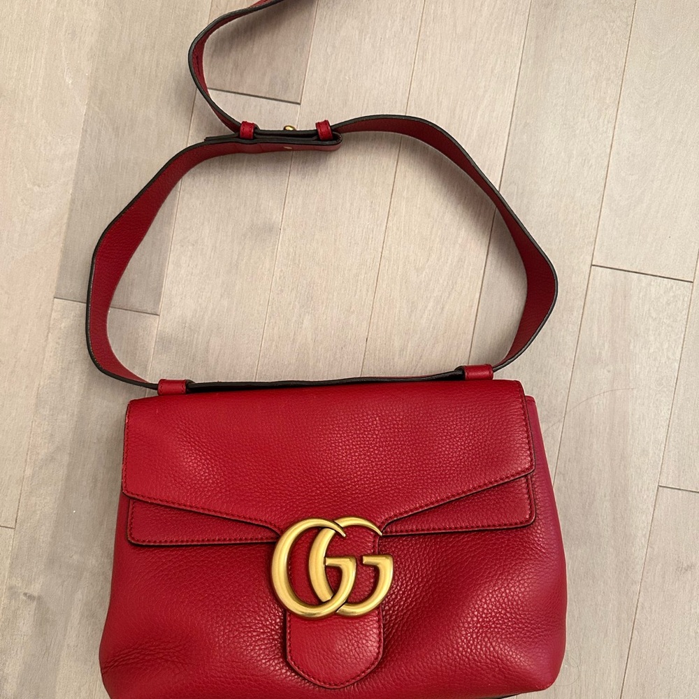 Gucci Red Crossbody Bag with Gold Accent